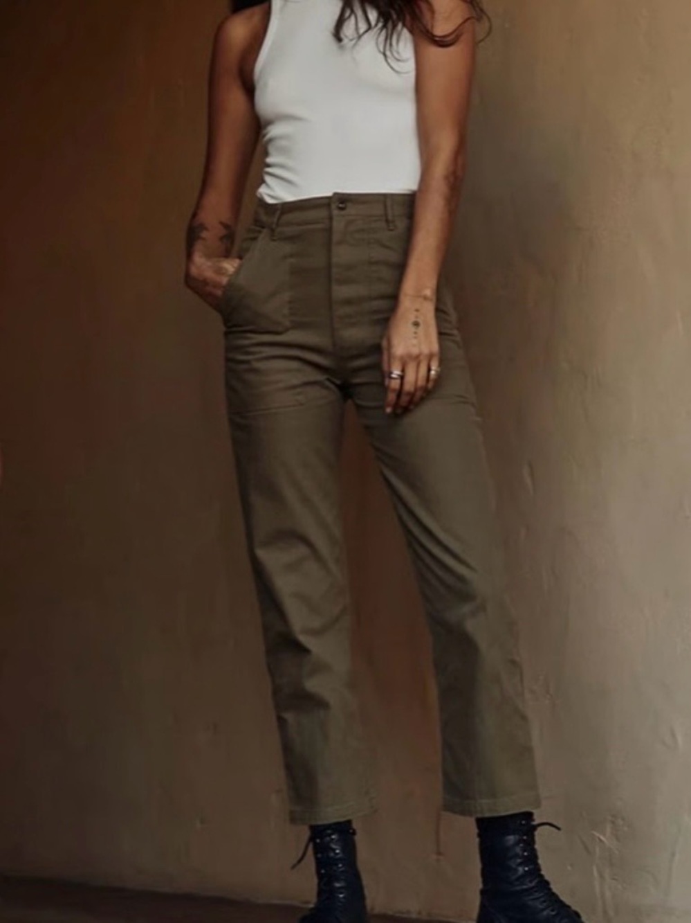 New P&co Service Fatigue Pants Olive Green